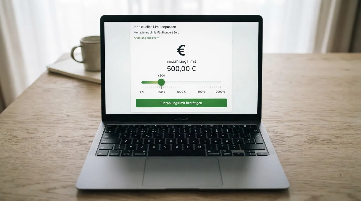 Bildschirmausschnitt eines Formulars zur Festlegung eines monatlichen Einzahlungslimits.
