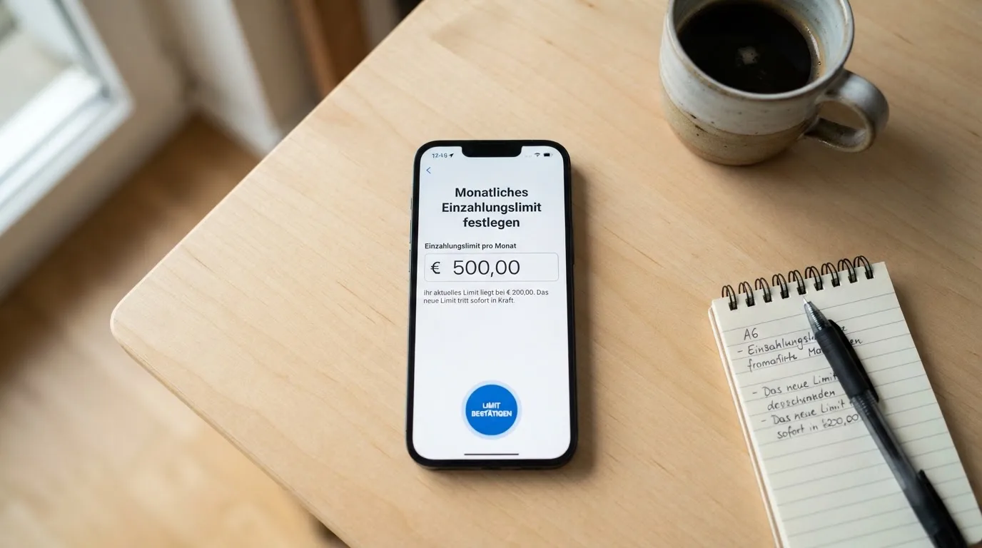 Bildschirmausschnitt eines Formulars zur Festlegung eines monatlichen Einzahlungslimits.