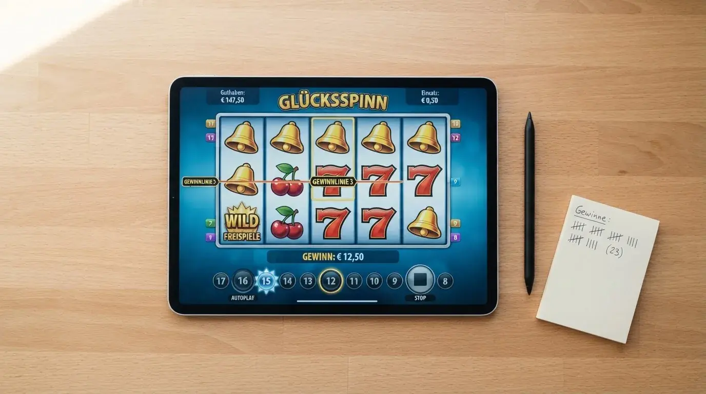 Schematische Darstellung eines automatisch ablaufenden Spins auf einem Tablet-Bildschirm.